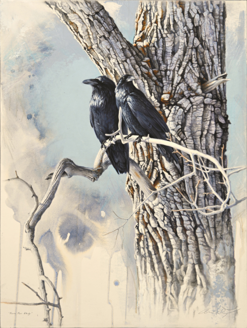 Raven Pair in Tree by Andrew Denman