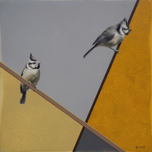 Bridled Titmice by Andrew Denman